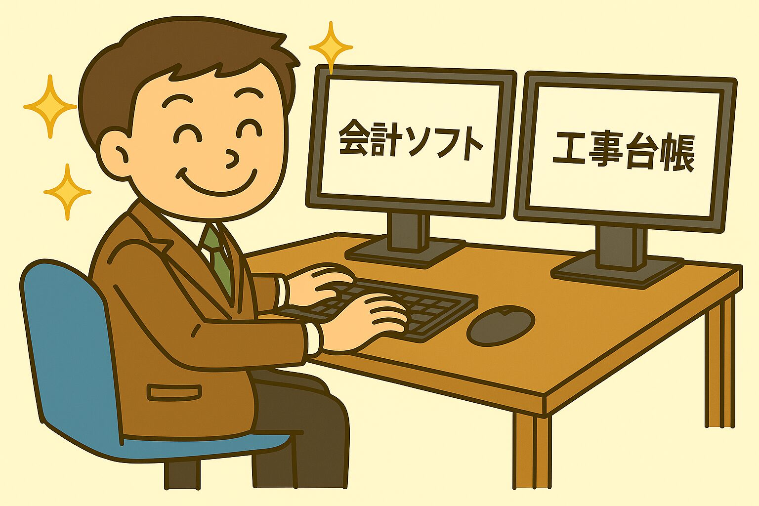 デュアルモニターの男性